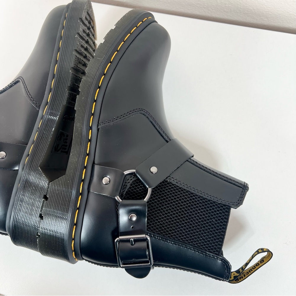 Dr. Martens WINCOX Black Leather Harness Buckle Moto Chelsea Boots Sz 9 NEW - Picture 11 of 16